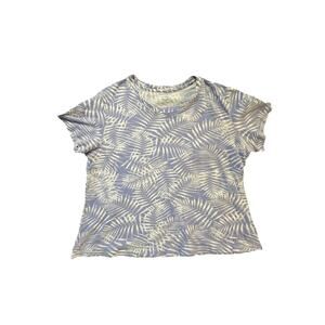 EcoThreads Organic Cotton Palm Leaf Print T-Shirt Blue White Women’s XL